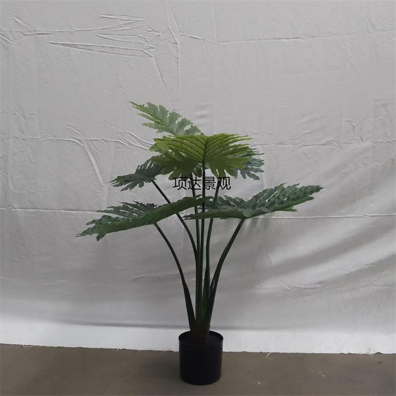 仿真喜林芋龟背保罗大伞叶巴西木青莲竹芋室内装饰盆栽落地摆件