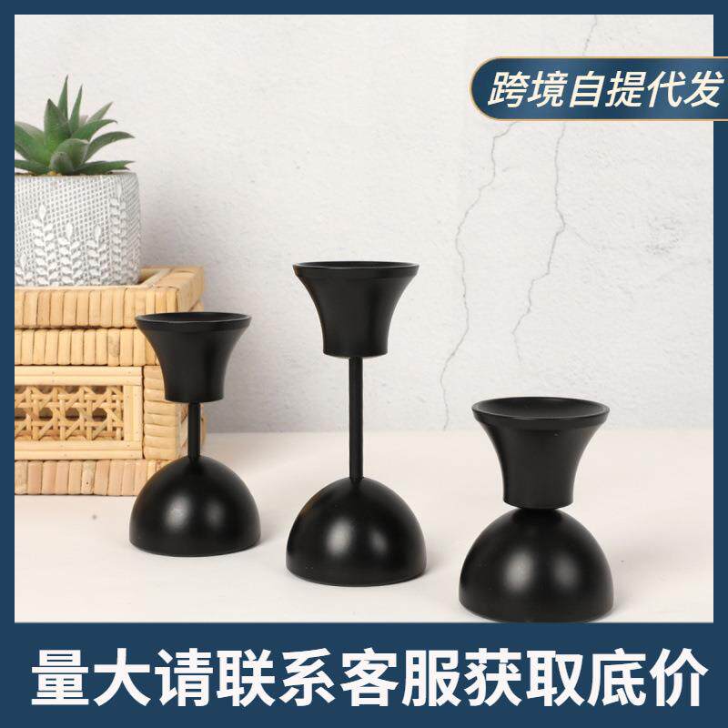 家居欧式装饰摆件烛台婚庆金属蜡烛烛台工艺品跨境黑色铁