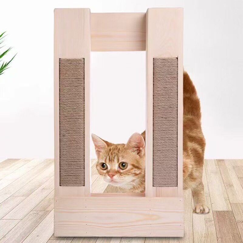 卡通猫抓板耐磨不掉屑猫窝立式双层木质猫屋麻绳款猫猫爪板配猫架