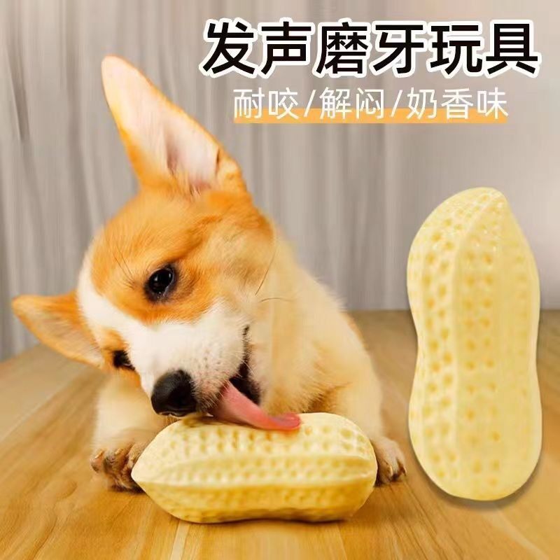 狗狗玩具耐咬解闷花生发声球宠物柯基泰迪大小型犬磨牙棒发声玩具