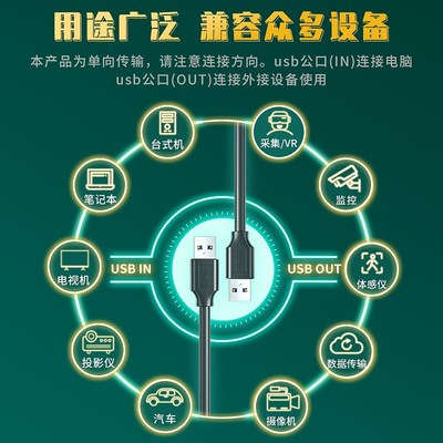 斯格USB3.0公对公线带信号放大器双公头电子白板会议摄像头连接线