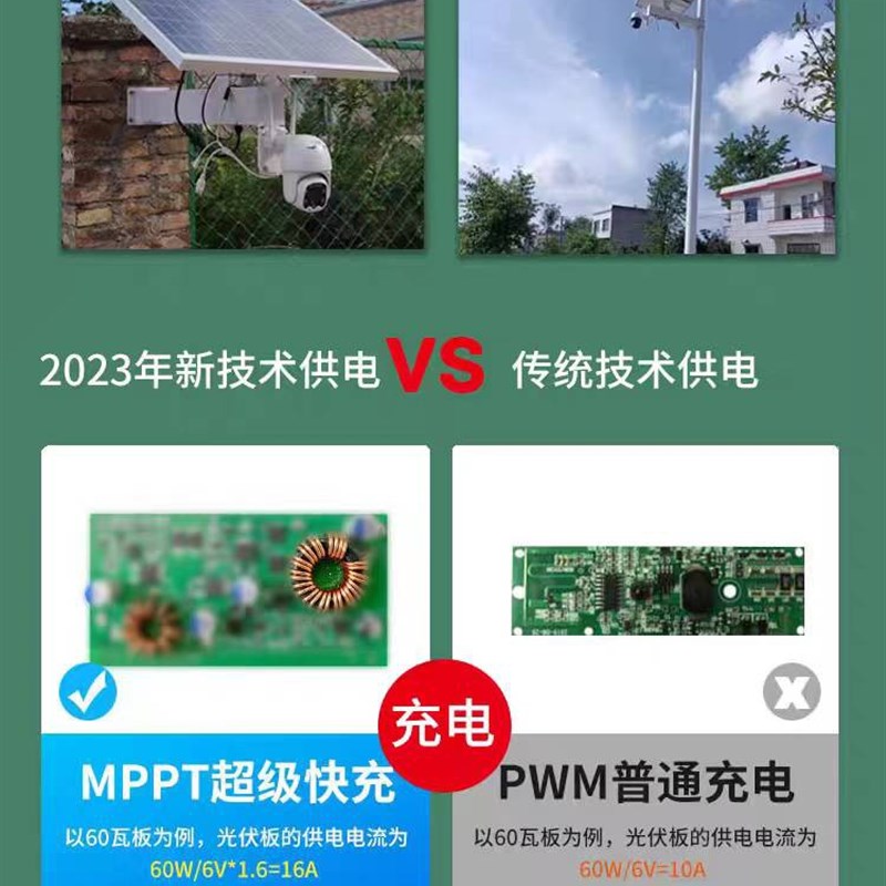12V太阳能监控供电系统单晶硅光伏板磷酸铁锂储电池户外充电发电