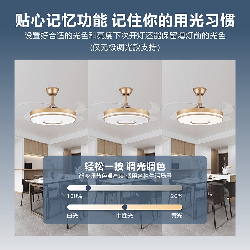 隐形风扇灯客厅餐厅吊扇灯家用一体吊灯2025年新款电扇灯扇体吊灯