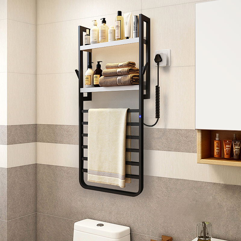 落地电热梯子毛巾架家用卫生间置物免打孔智能加热浴巾烘干架立式