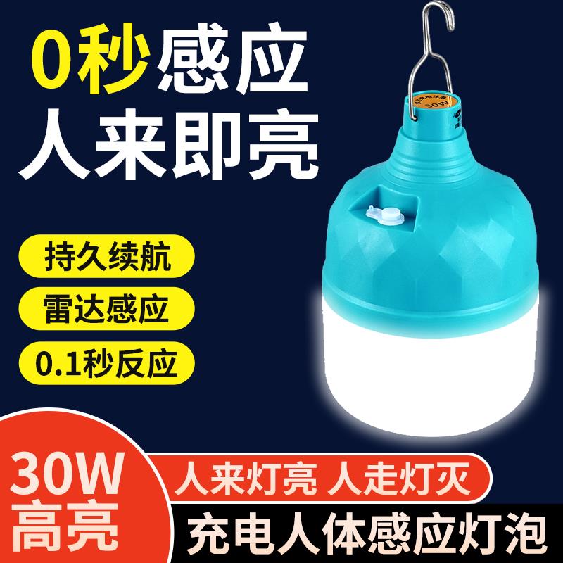 充电式雷达人体感应灯无线走廊楼梯过道室外厕所不插电led灯泡