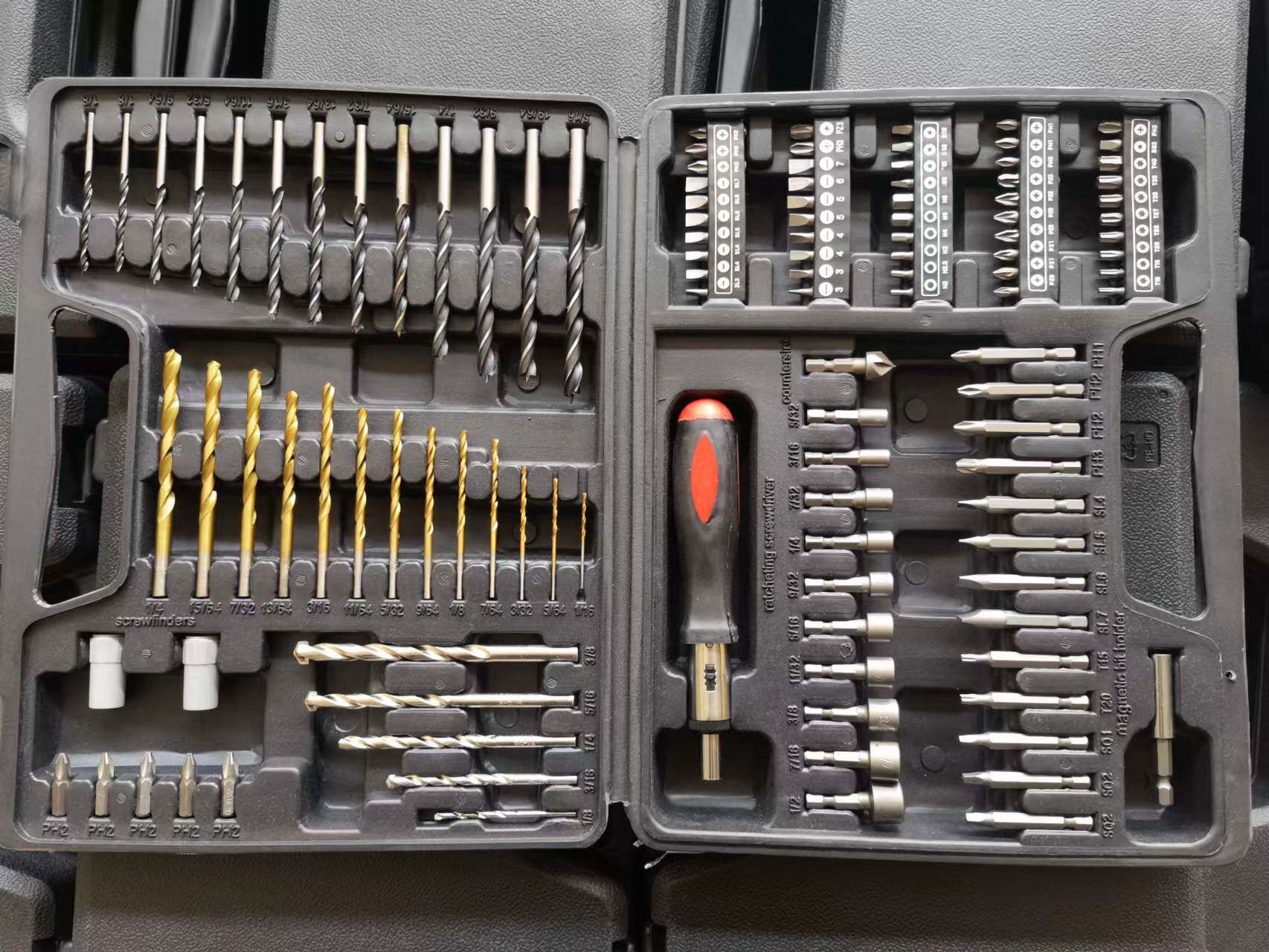 钻头工具组套114件套PC木工建工麻花钻批头套筒五金工具组套收纳