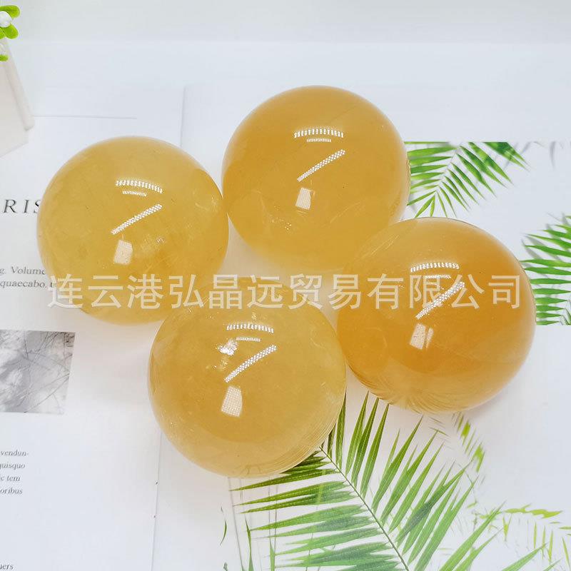 天然黄色方解石橙色方解石球黄冰洲球柠檬方解石球厂家