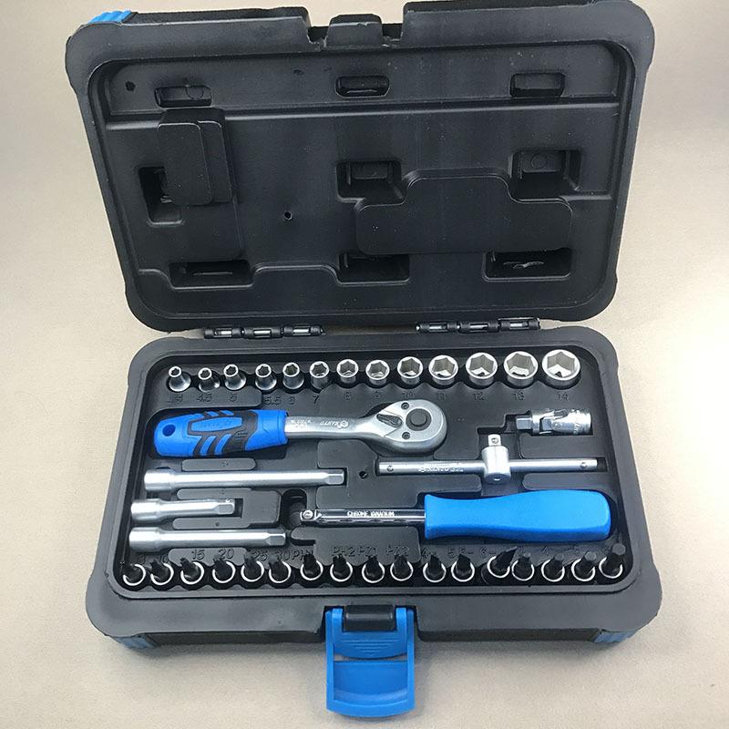 东良南豫汽修维修38件1/4综合套装工具 套筒扳手套装