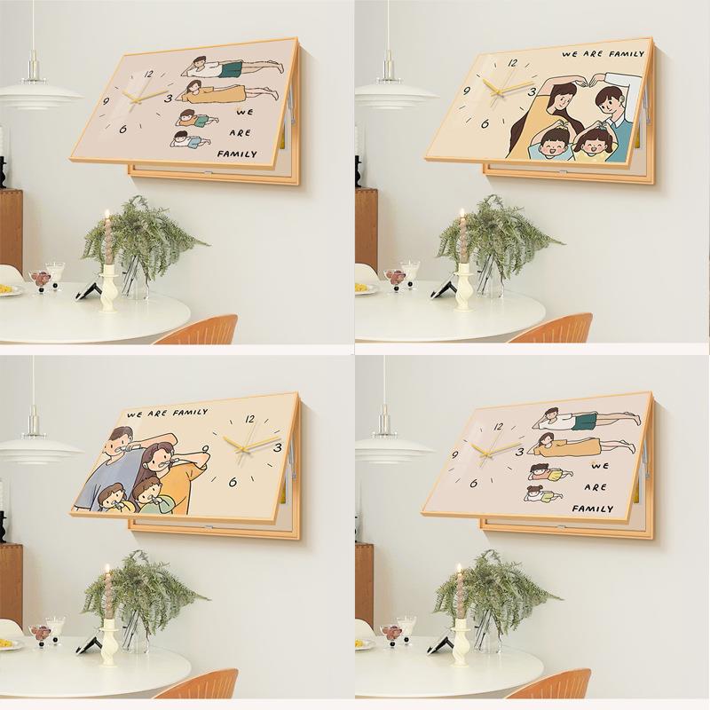 北欧卡通装饰画带时钟钟表挂画遮挡强弱电箱开关网络线盒电表箱画