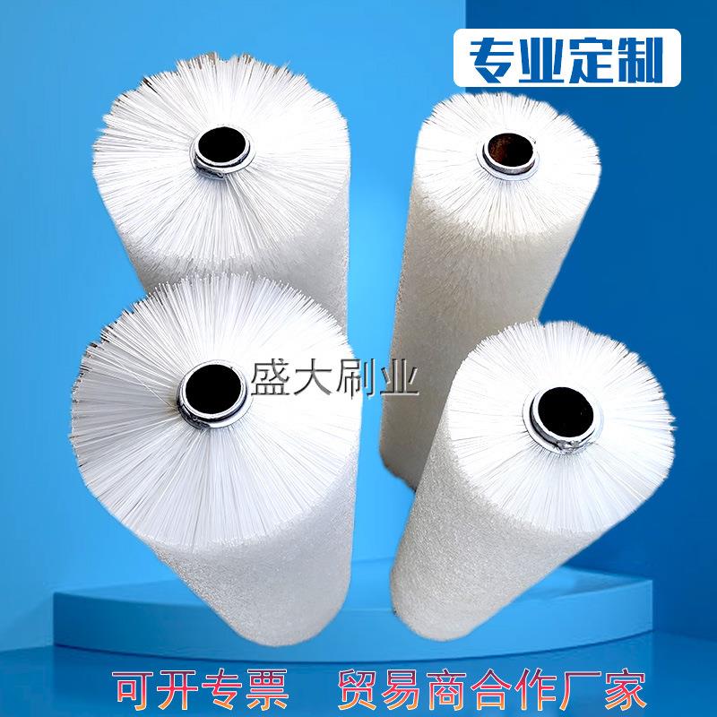 白色尼龙丝植毛缠绕毛刷滚毛刷棍工业毛刷辊滚筒异形毛刷PA1010丝