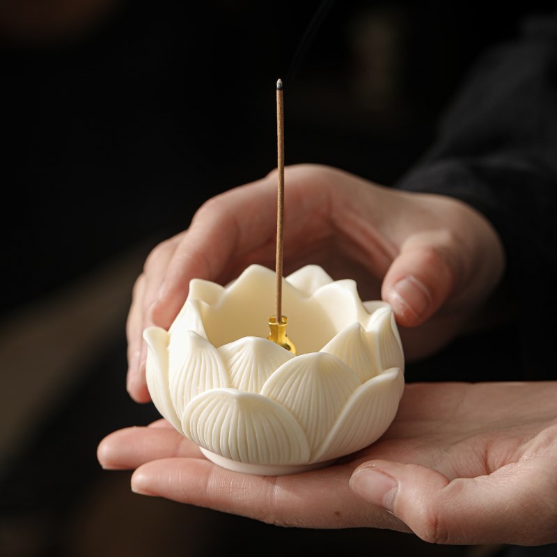 象牙果莲花线香插座创意小香炉家用室内香器线香香托茶桌檀香薰炉