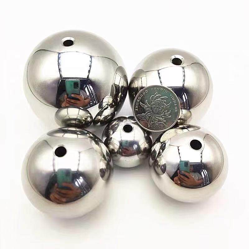 不锈钢打孔球钢球带孔穿孔钢球光滑 20MM 孔9.4MM钻孔带孔钢球滚