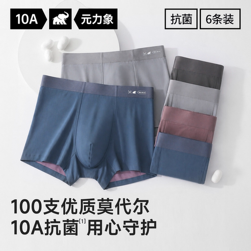 6件|100支元力象莫代尔冰丝内裤
