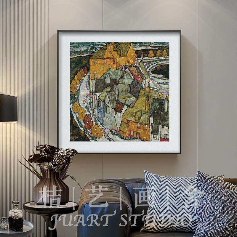 客厅法式复古餐厅装饰画艺术饭厅挂画席勒高级感建筑墙画厨房壁画