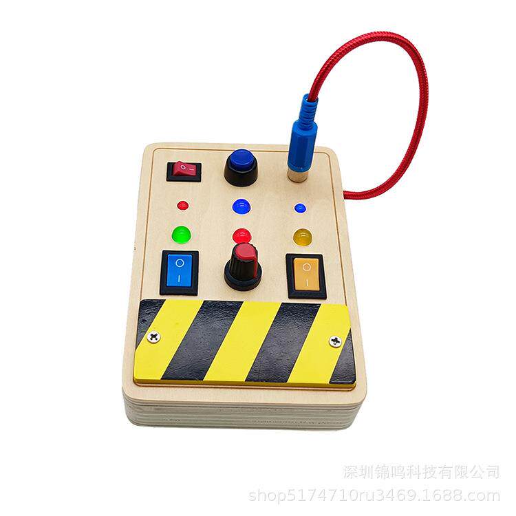 新品学生实验电路木质玩具物理电学实验套装科学led灯开关忙碌板图片