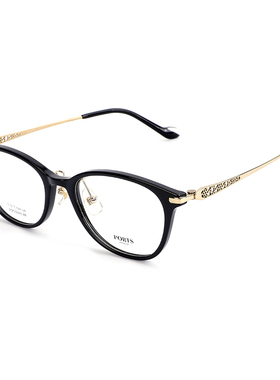 PORTS近视眼镜轻盈板材框黑方框细框女款光学镜可配度数POF22445