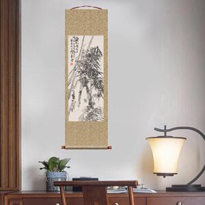 清蒲华凤竹图轴卷轴花鸟画名画复制品字画中式书房玄关挂画装饰画
