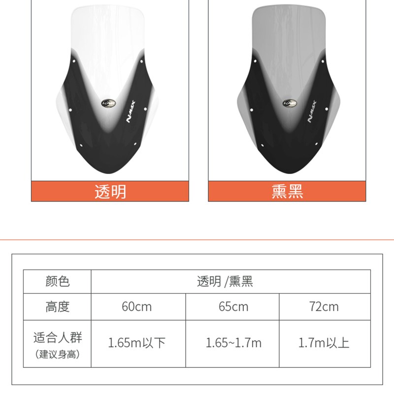 雅马哈20-21年NMAX155改装挡风玻璃前挡风风挡防风板护胸TCS版