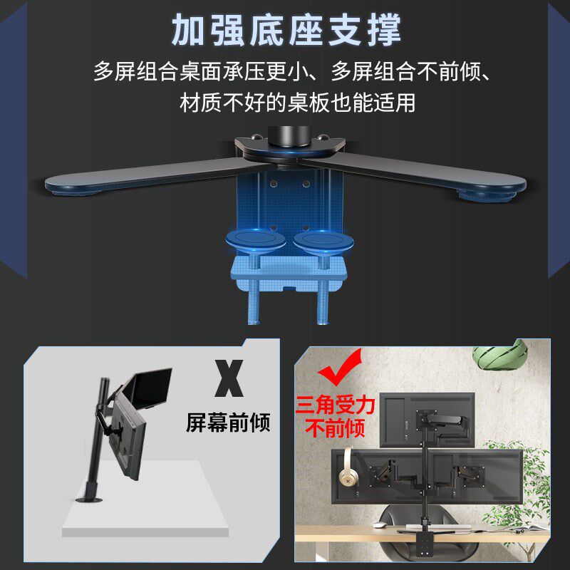 2/4/多屏电脑屏幕六屏显示器支架炒股金融监控升降拼接屏免打孔