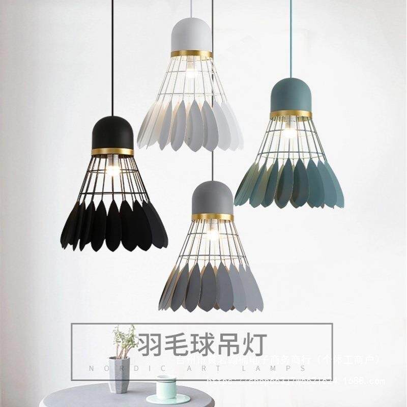 A12卧室餐厅吊灯北欧简欧吊创意铁艺酒吧台阳台床头羽毛球后现代