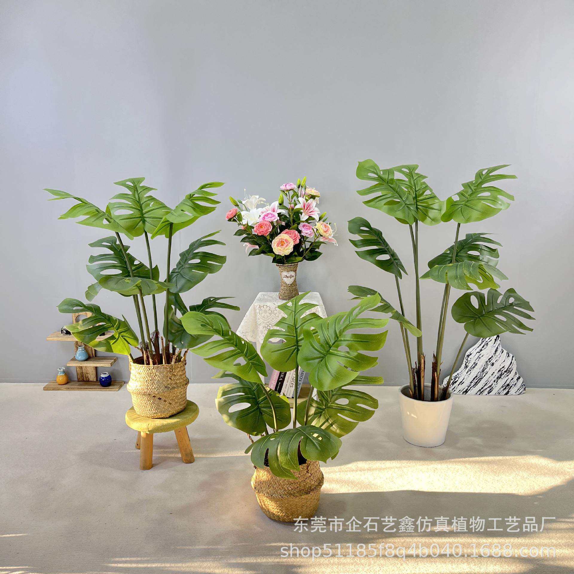仿真植物龟背竹假盆栽北欧风大型客厅落地盆景室内装饰龟背叶绿植