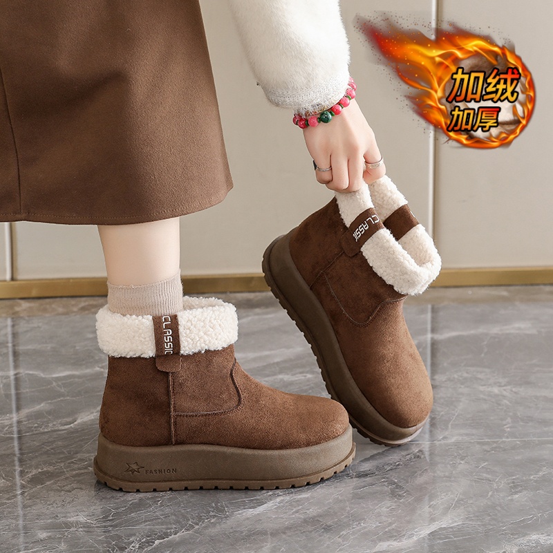厚底增高雪地靴女2025冬季新款高帮加绒保暖短靴棉鞋