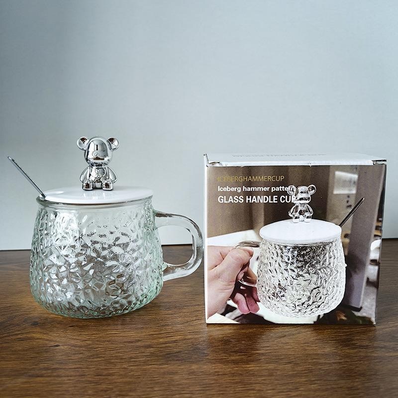 【买一送一】玻璃杯网红情侣杯带盖勺水杯果汁饮料咖啡喝水杯子