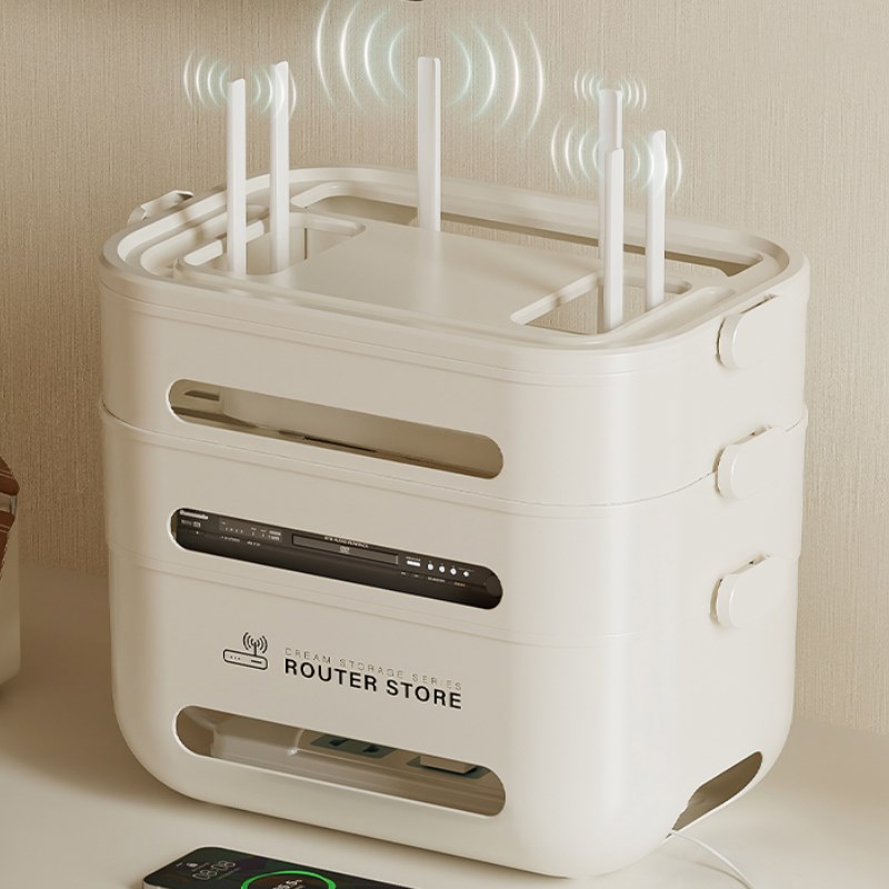 星优路由器收纳盒机顶盒置物架客厅wifi盒子插线板电线整理神器