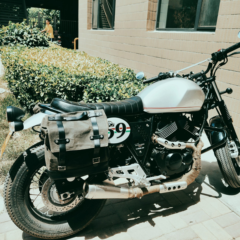 复古机车包宝马拿铁边包边箱侧包行李包尾包防水帆布单肩包摄影包