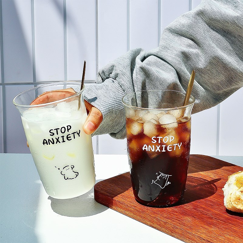 高硼硅透明玻璃杯女高颜值家用便携大容量喝水杯子泡茶咖啡杯水杯