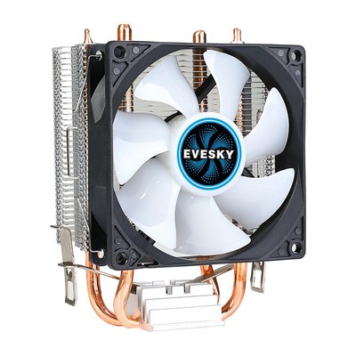 寒霜100塔式IED彩色光cpu散热器 台式机双铜管静音CPU风扇多平台