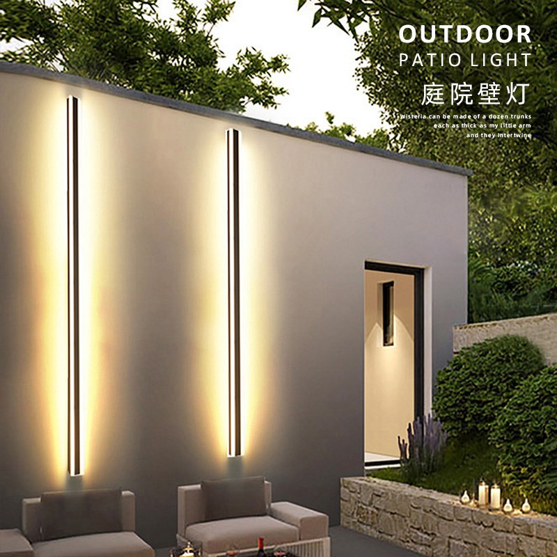 户外太阳能壁灯庭院长条灯室外墙壁灯大门门柱灯洗墙灯别墅围墙灯