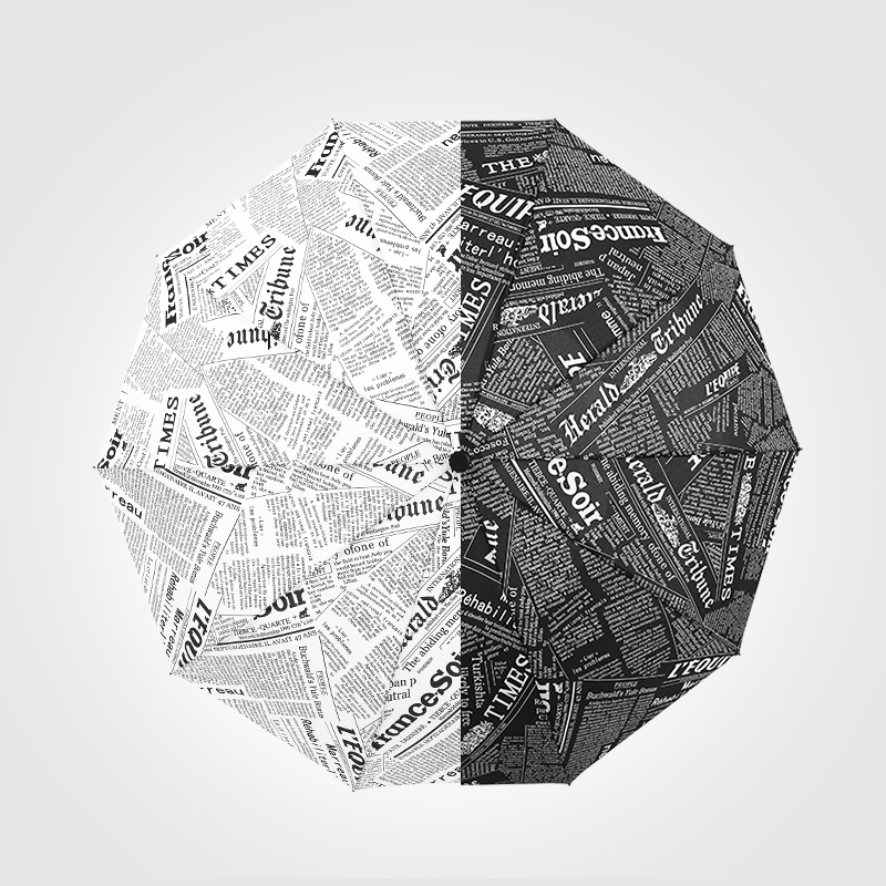 报纸全自动晴雨伞两用折叠大号个性创意男防晒黑胶自开收超大雨伞