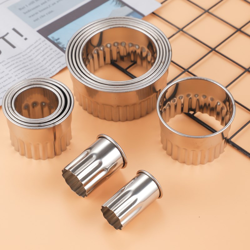 不锈钢圆形12头光级蛋糕切饺子皮牙极水果模具蔬菜饼干花边切印模