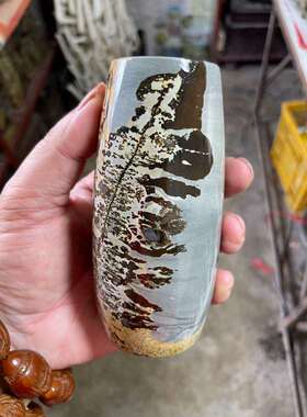 内有多款草花石国画石山水画小天珠花瓶可装水不穿底花器山水纹