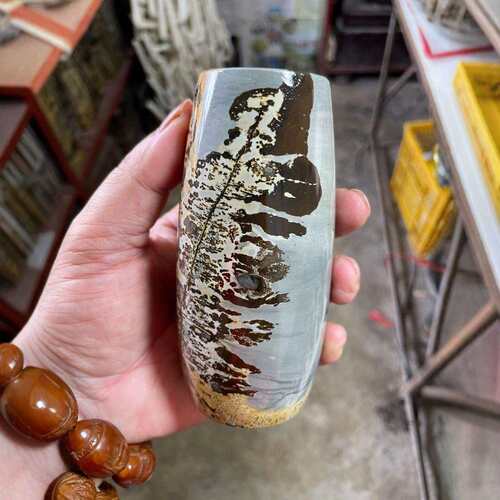 内有多款草花石国画石山水画小天珠花瓶可装水不穿底花器山水纹