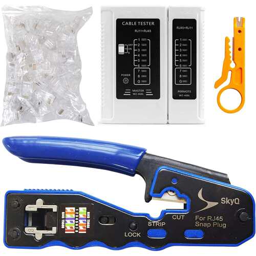 RJ45 Pass Through Crimp Tool Kit for Cat5, Cat6 termination