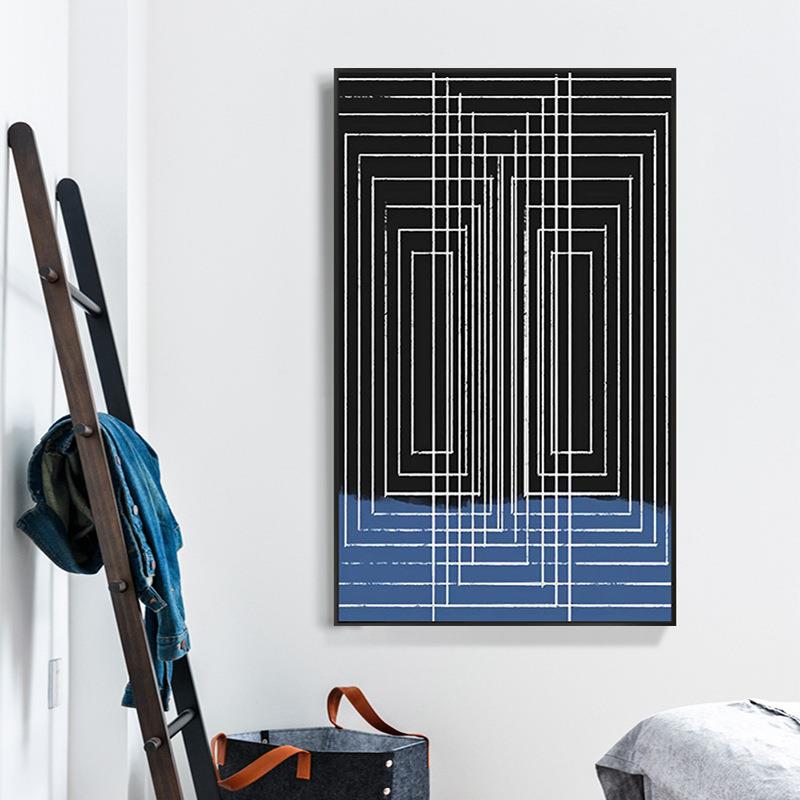 个性创意黑白灰工业风现代客厅挂画入户玄关墙画样板房设计师壁画