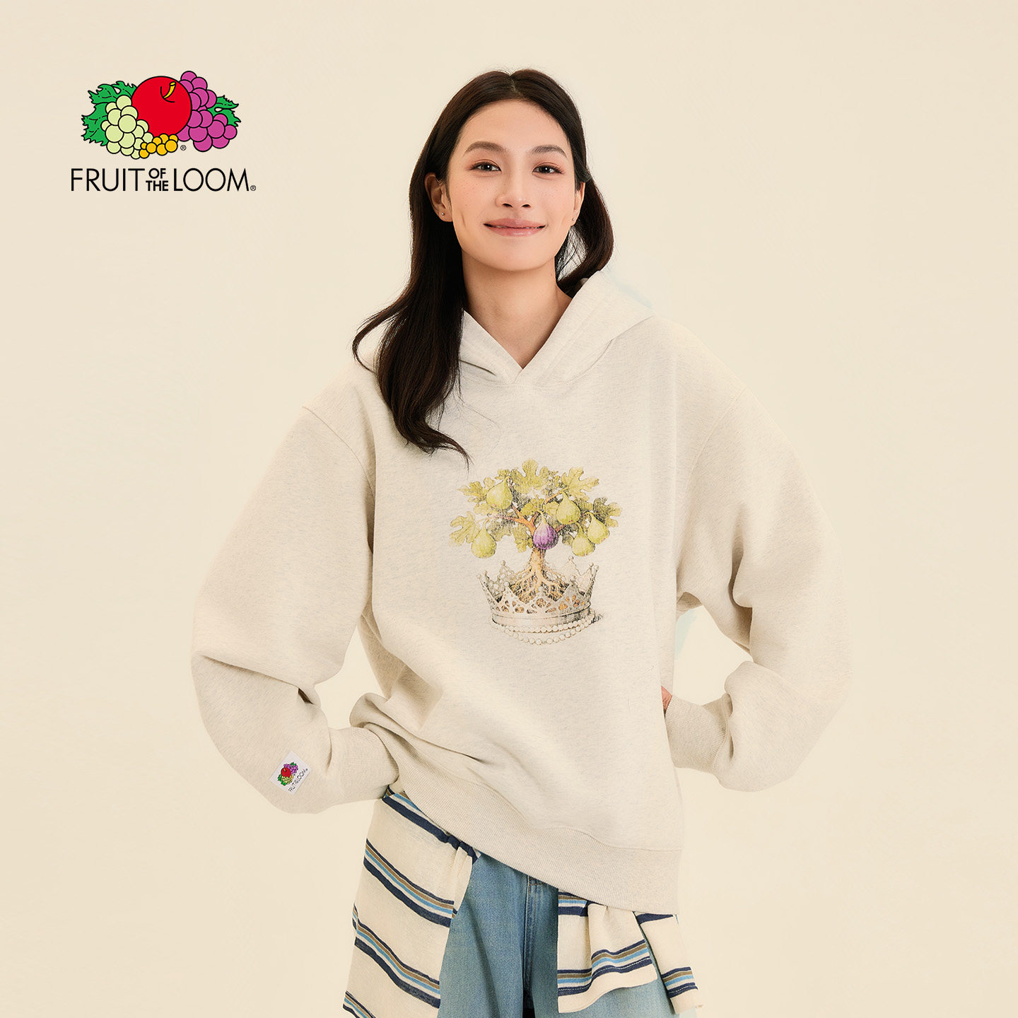 「鲜果布衣」2026男女春季新品印花薄绒连帽卫衣亲肤锁温休闲外套