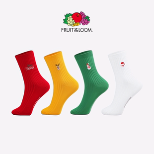 「鲜果布衣·圣诞刺绣限定」男女秋冬潮流中筒精梳棉保暖袜子