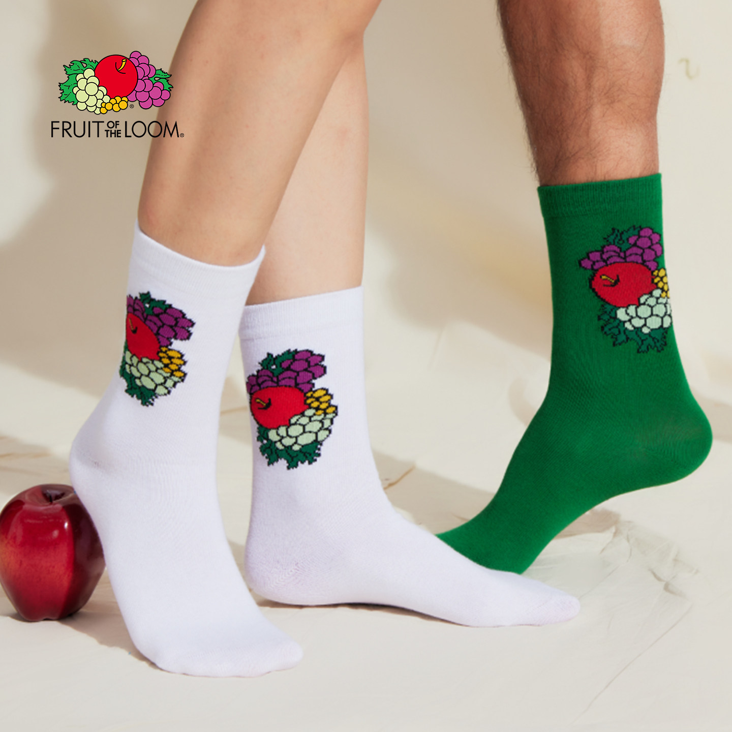 美国百年「鲜果布衣」男女中筒袜透气春季运动潮流休闲圣诞棉袜子