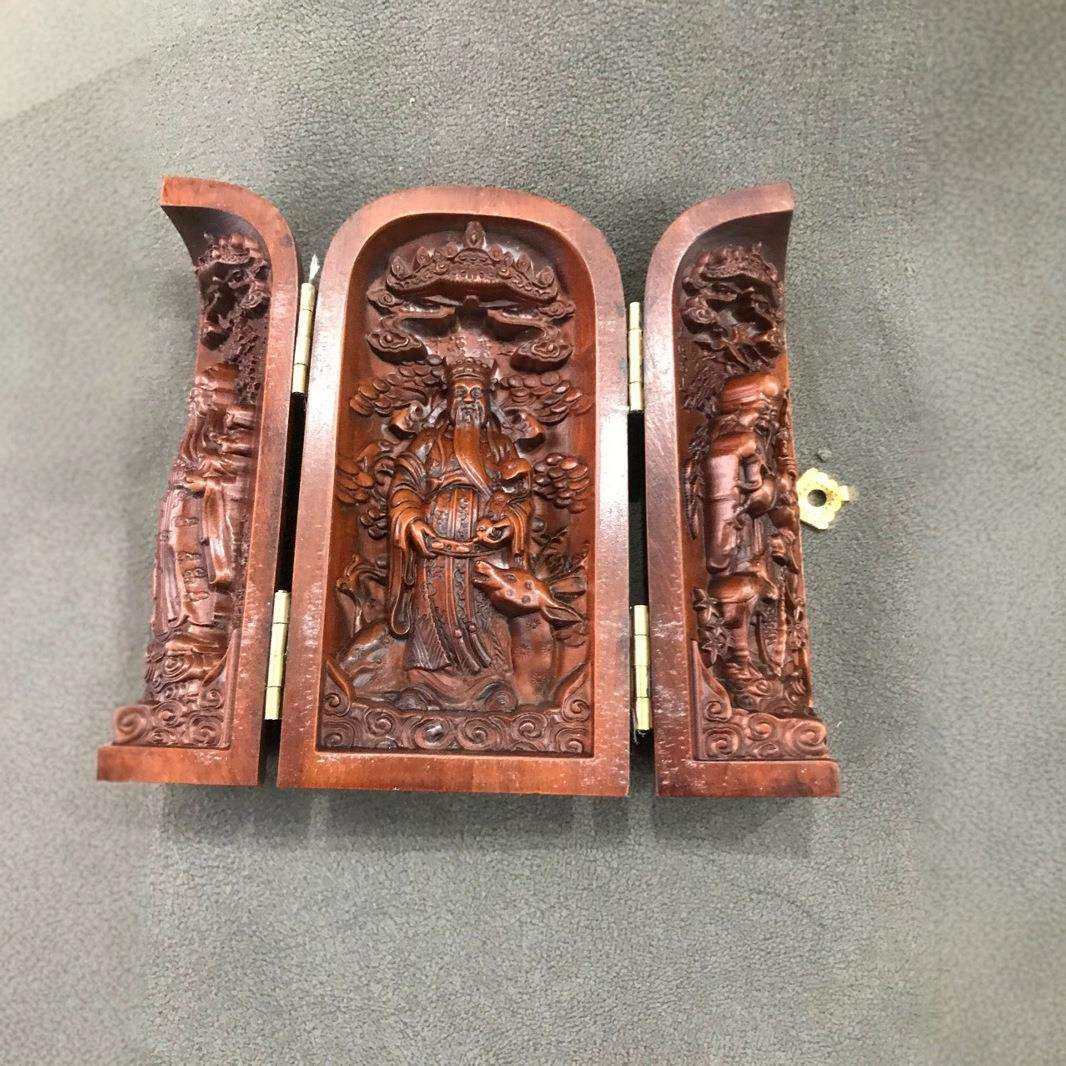 大量工艺品黄杨木雕刻大日如来三开福禄寿三开西方三圣三开盒