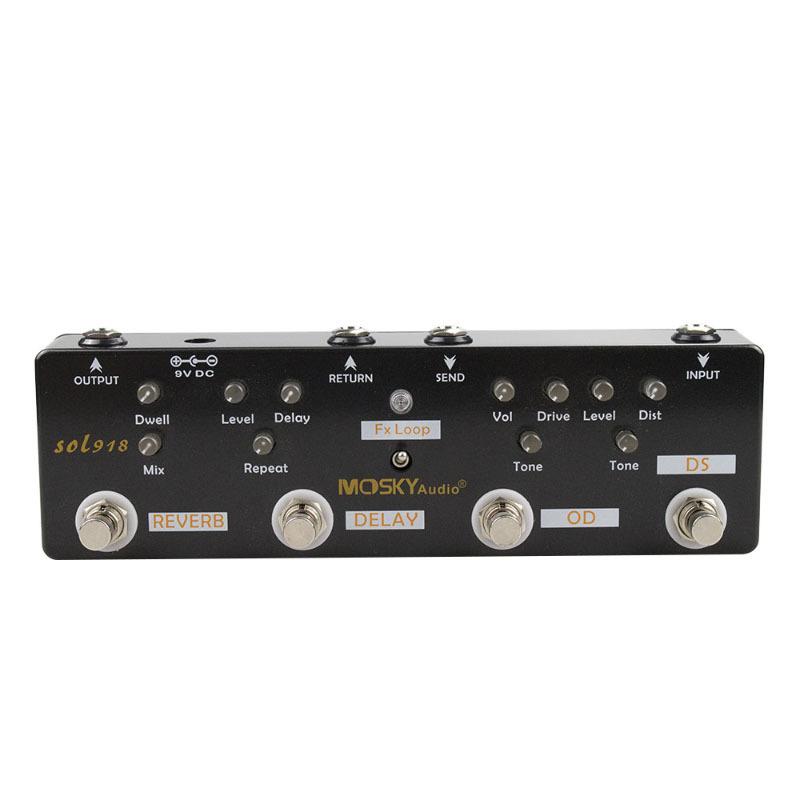 MOSKYAUDIO SOL918电吉他失真+过载+延迟+混响小综合效果器四踩钉
