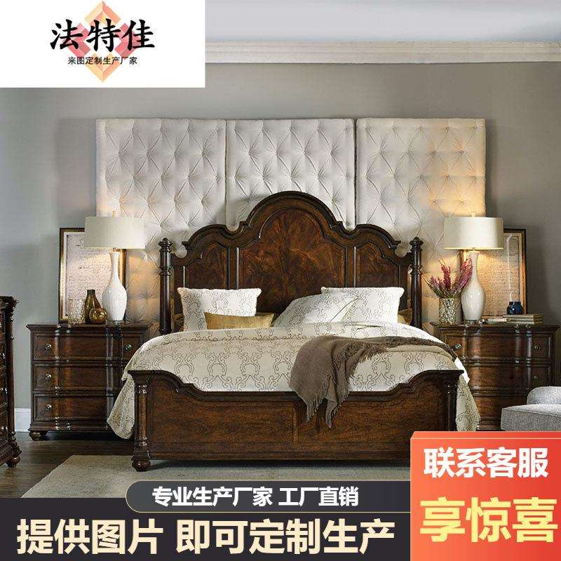 美式经典全实木床头柜胡克高端仿古做旧三抽台灯柜收纳柜