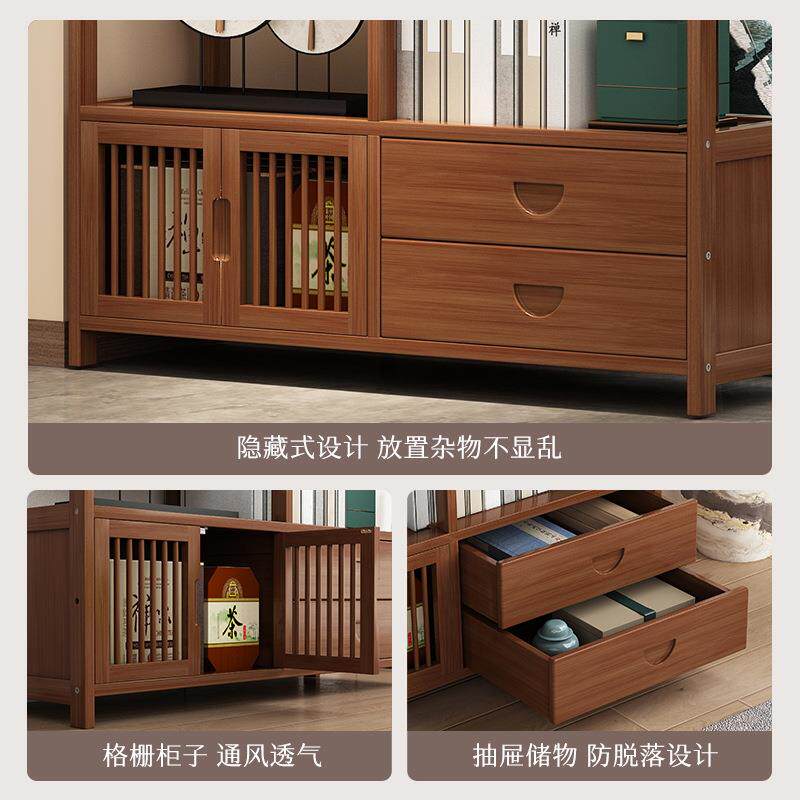 实木靠墙博古架客厅隔断展示柜新中式茶室置物架电视旁轻奢收