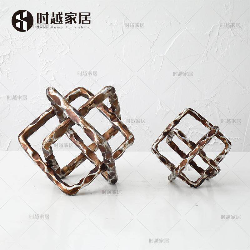简约现代创意几何金属工艺品摆件样板房售楼处卧室软装家居饰品