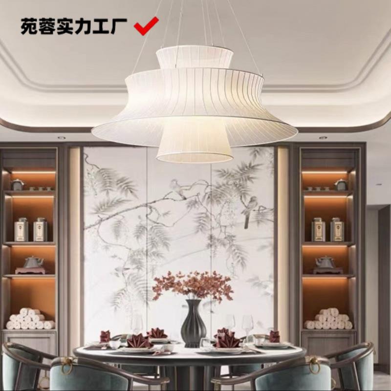 吊灯北欧奶油现代布艺简约卧室客厅免布线个性创意