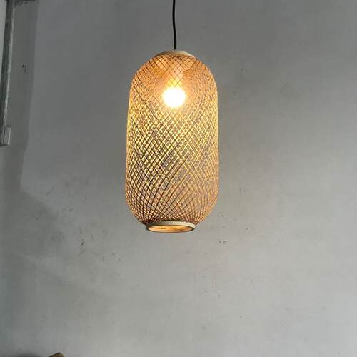 日式民宿竹艺吊灯中式餐厅饭店火锅店竹篾竹丝手工编织竹艺灯笼