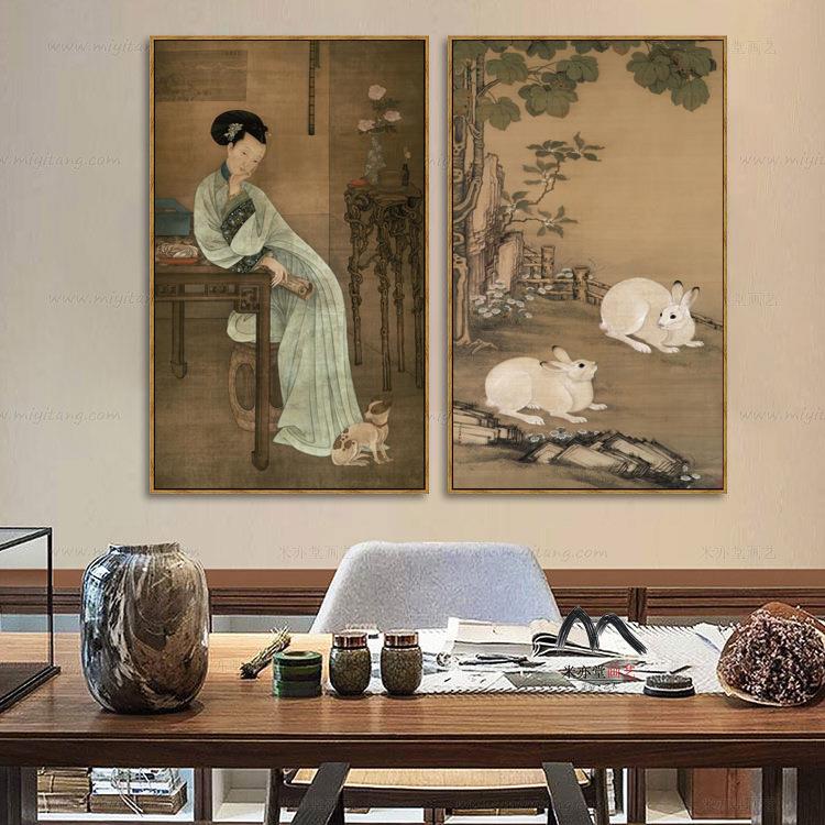 春阁倦读 新中式装饰画古朴仕女图人物国画餐厅客厅书房玄关挂画
