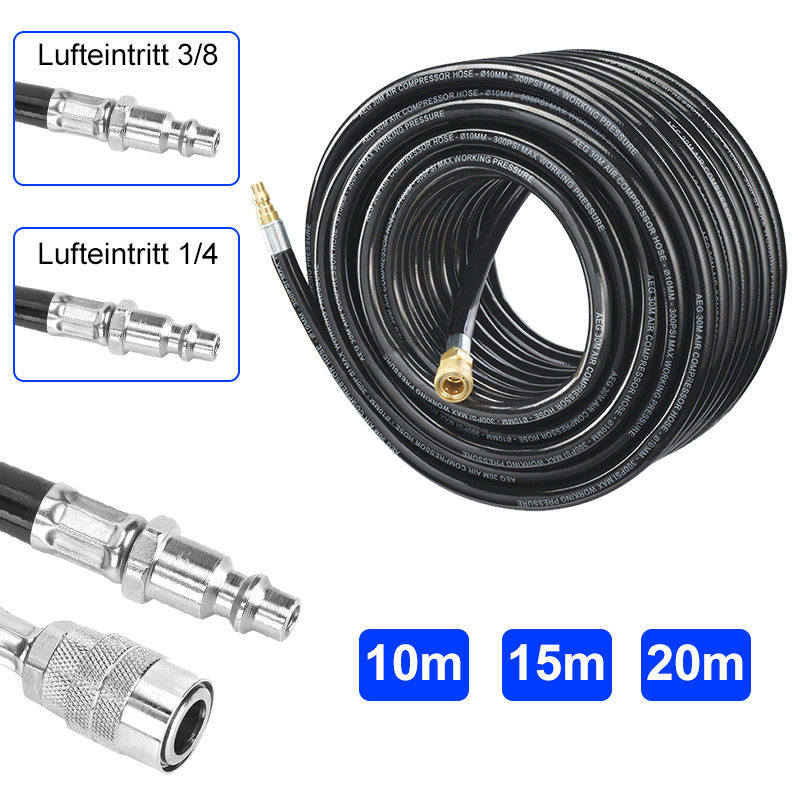 10*17mm高压气管风炮管橡胶软管耐高温防爆耐磨配欧式快接3/8 1/4